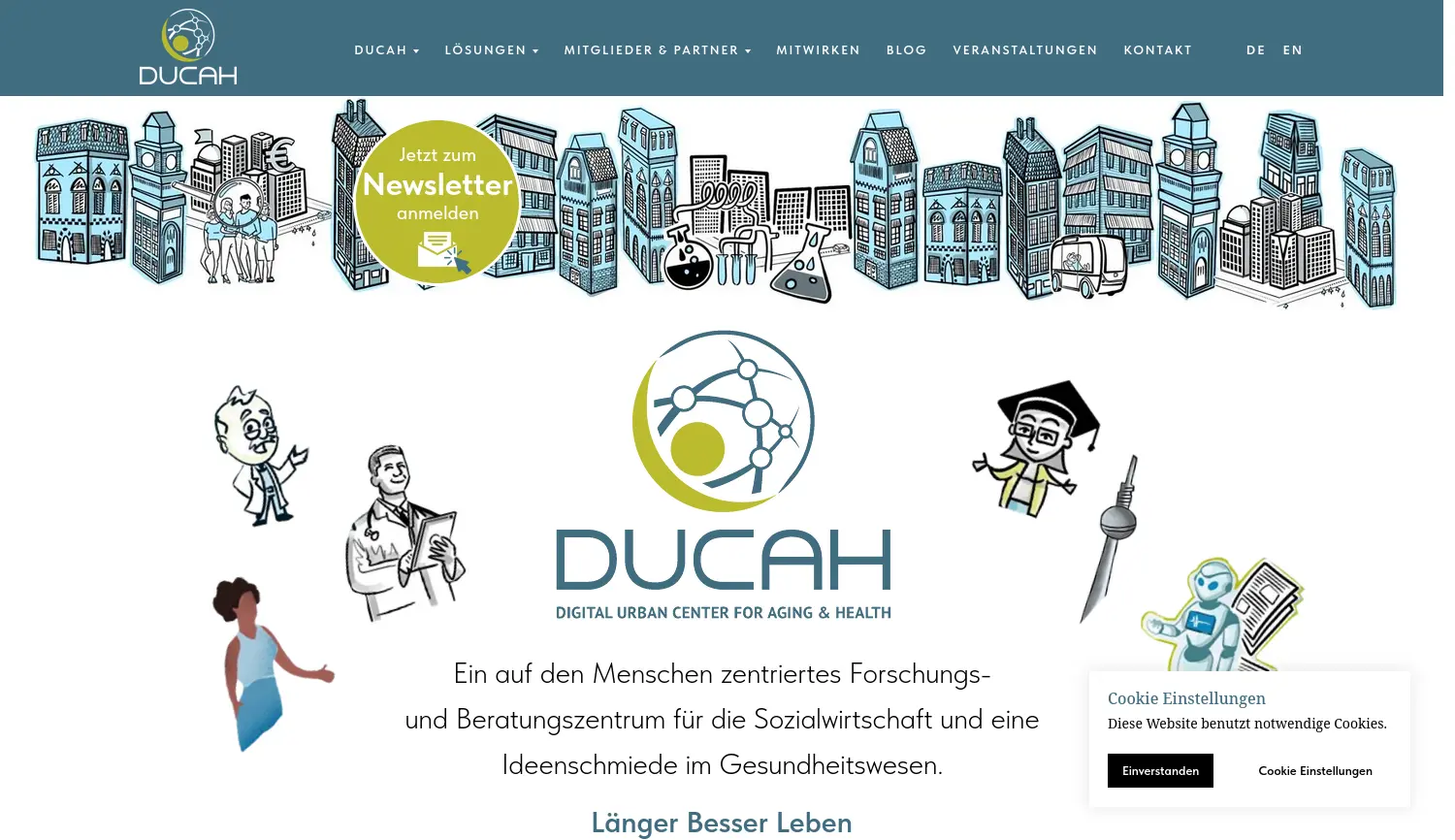 Website der Firma DUCAH – Digital Urban Center for Aging and Health eG