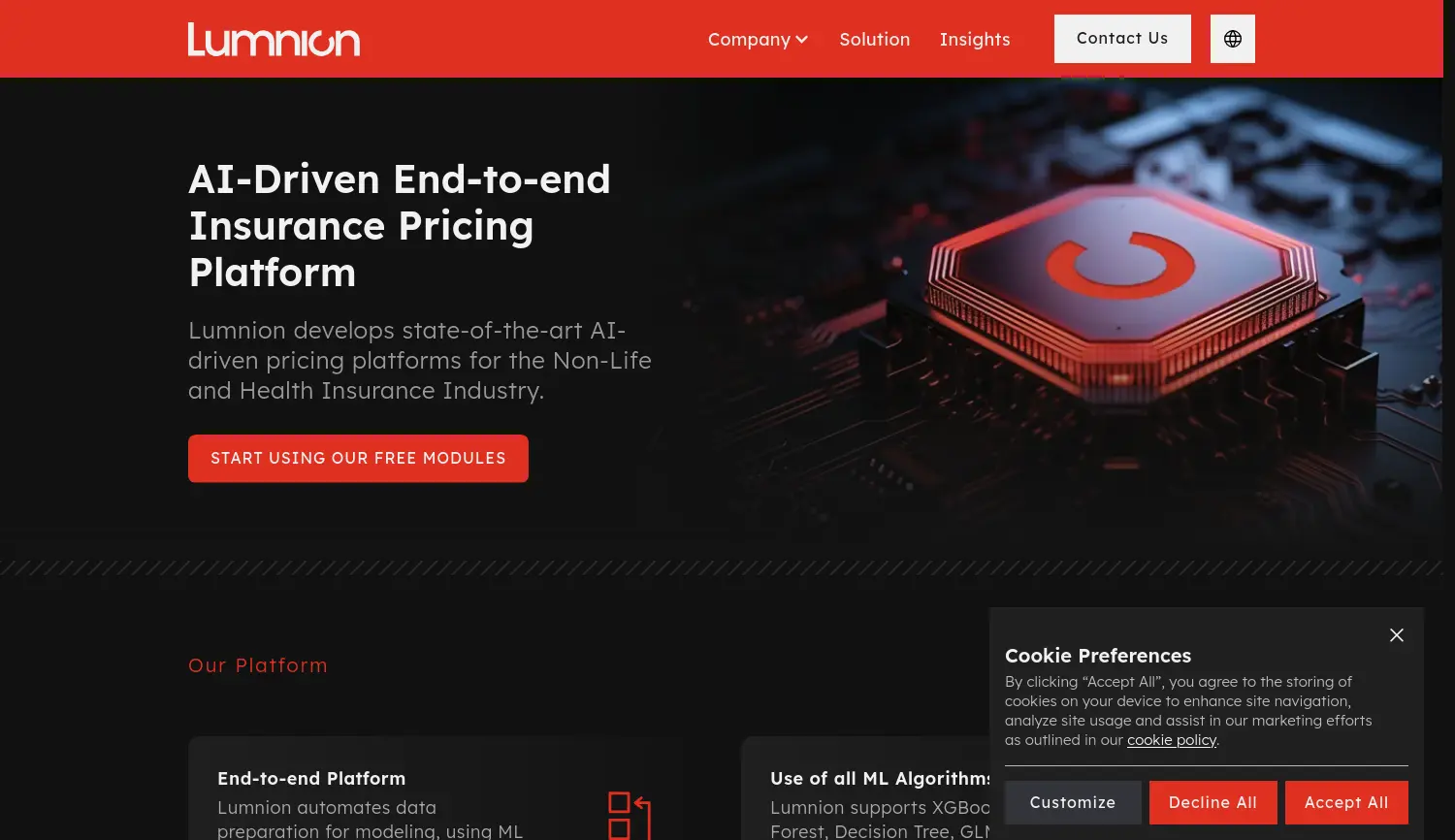 Website der Firma Lumnion GmbH
