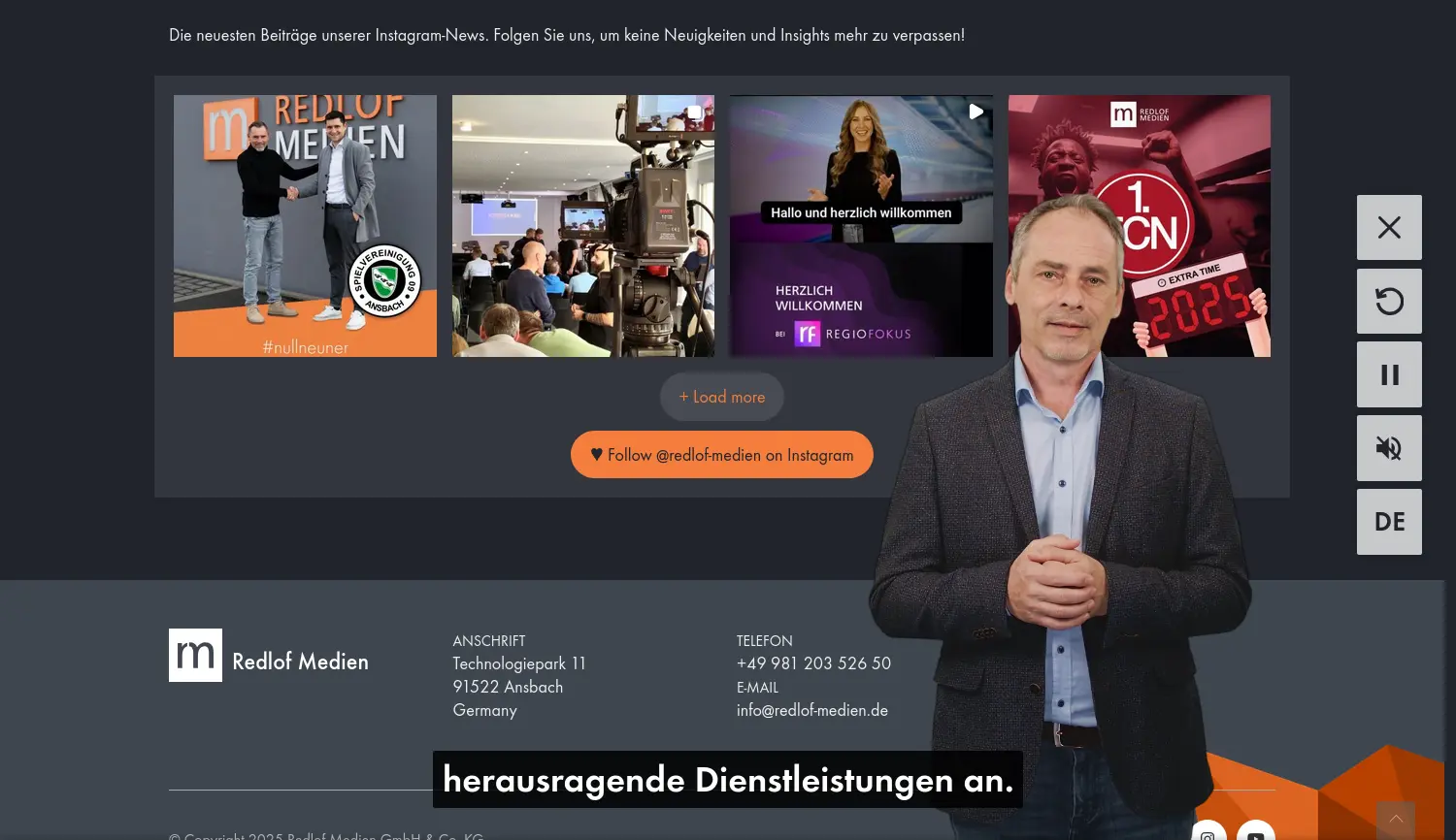 Website der Firma Redlof Medien