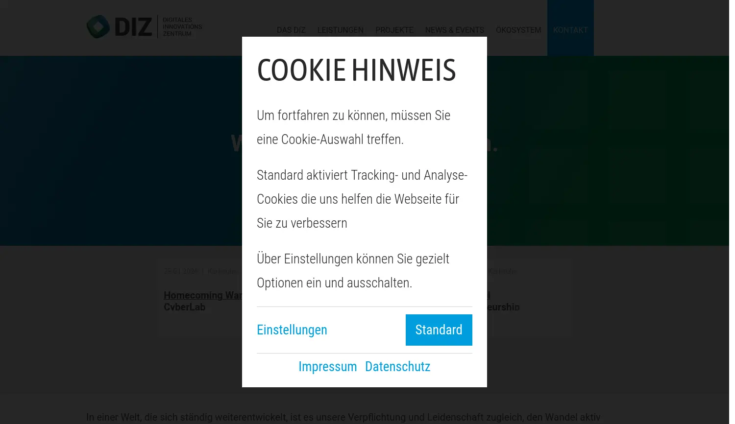 Website der Firma DIZ | Digitales Innovationszentrum GmbH