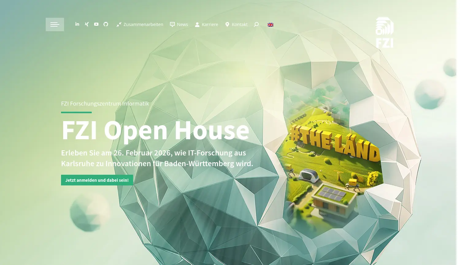 Website der Firma FZI Forschungszentrum Informatik