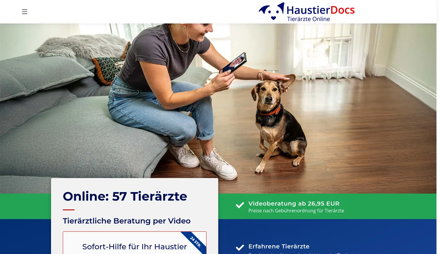 Website der Firma TierDocs24 GmbH