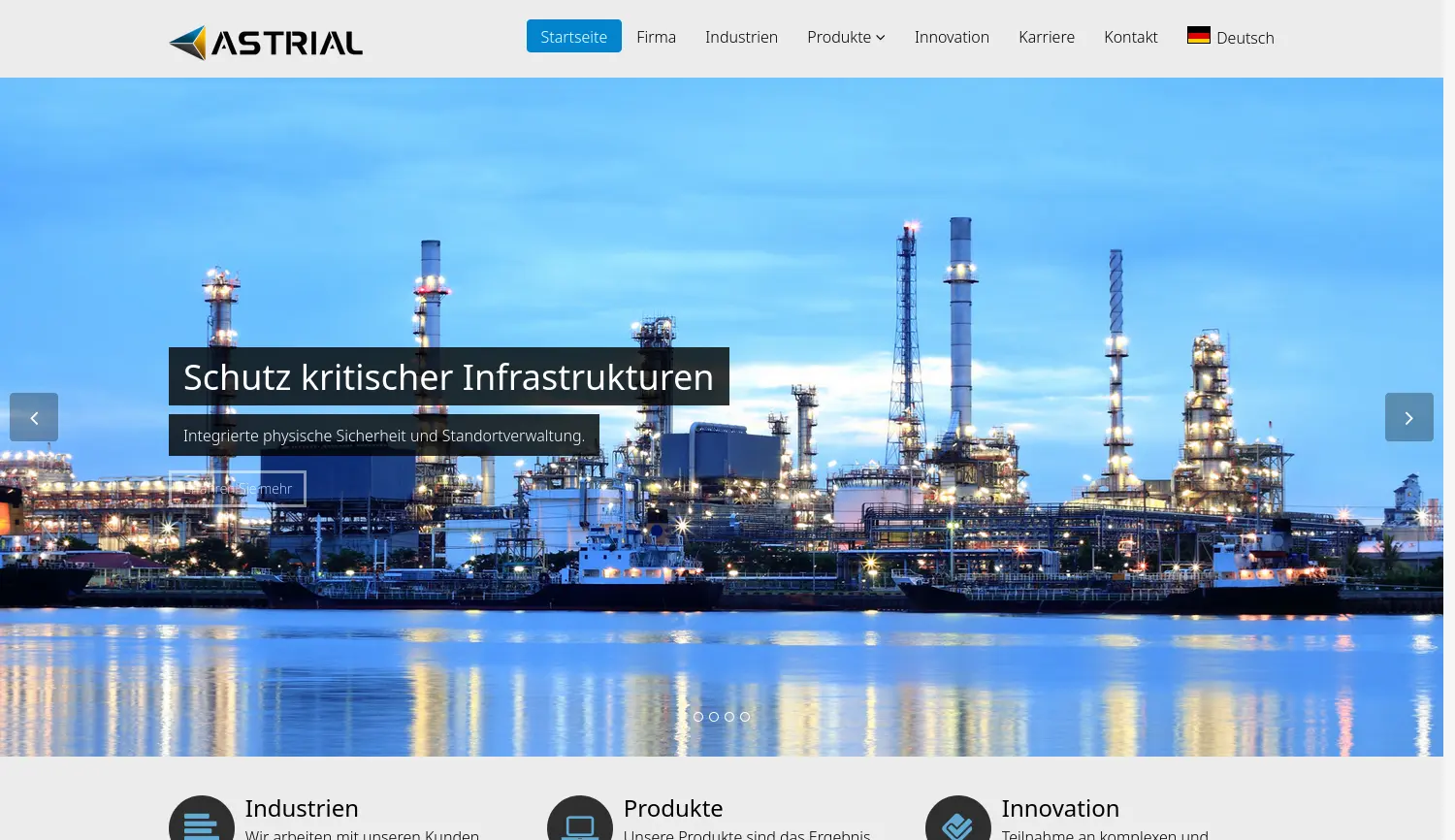 Website der Firma ASTRIAL GmbH