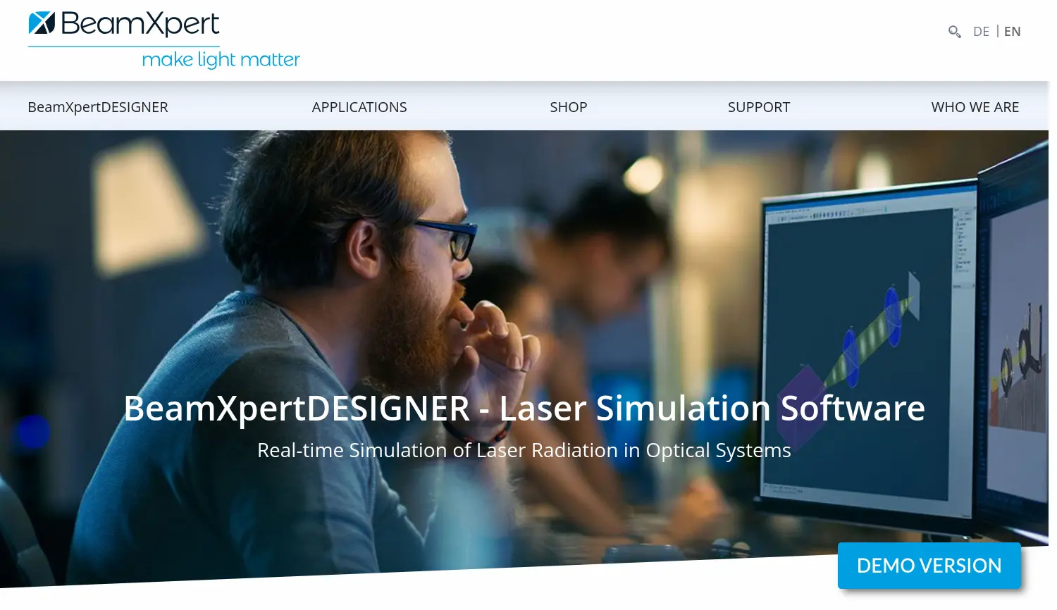 Website der Firma BeamXpert GmbH
