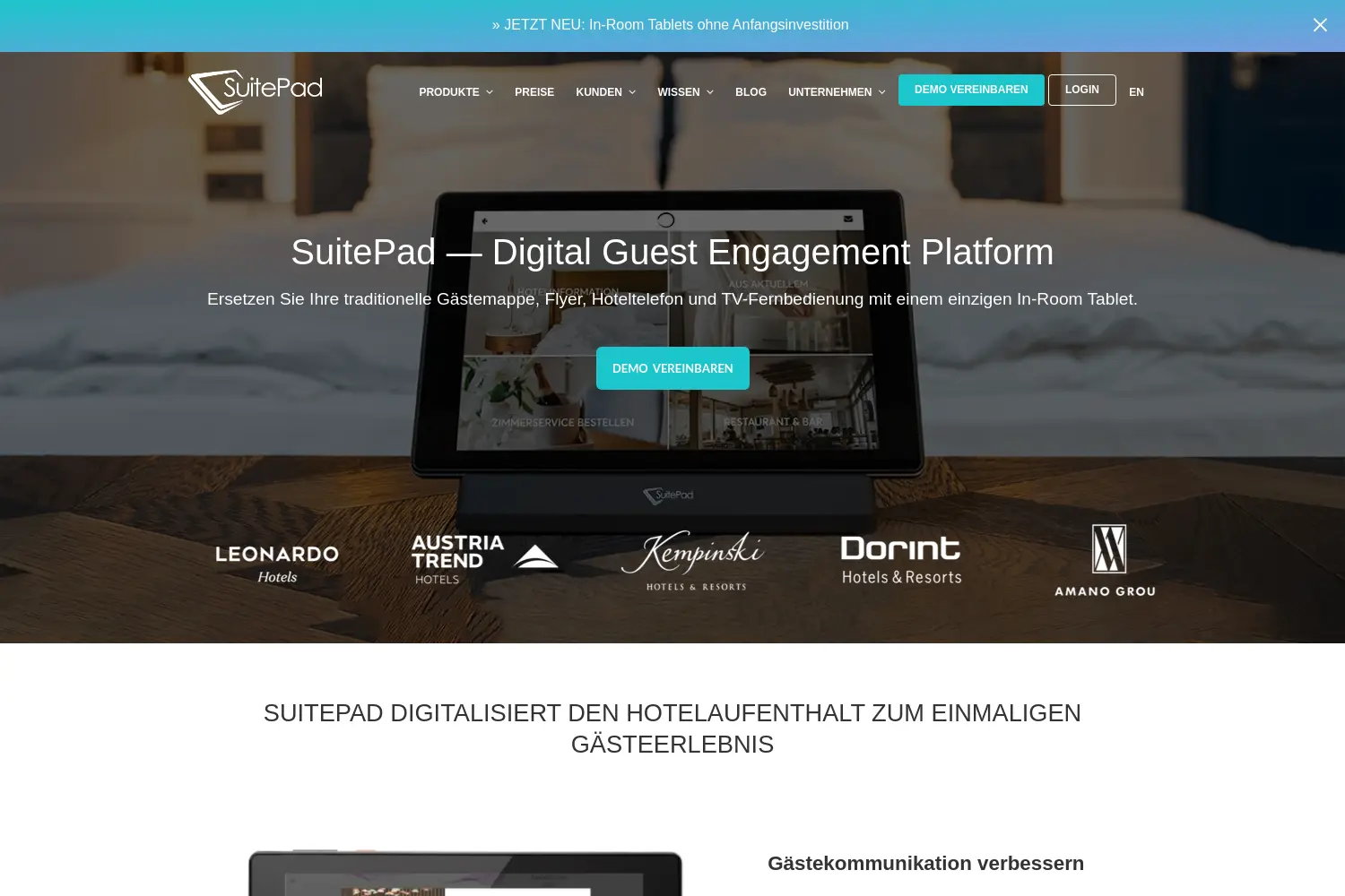 Website der Firma SuitePad GmbH