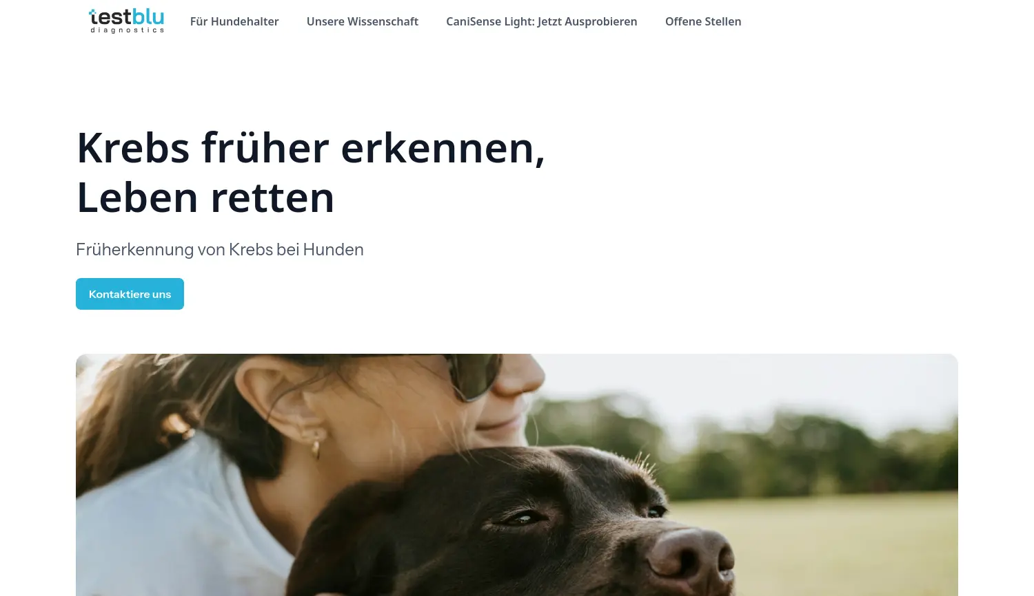 Website der Firma testblu diagnostics GmbH