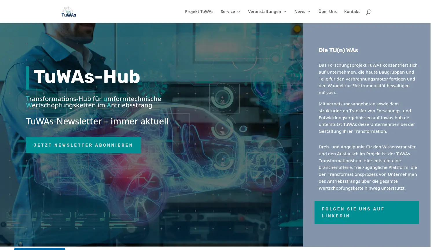 Website der Firma Fraunhofer-Institut für Werkzeugmaschinen und Umformtechnik (IWU)