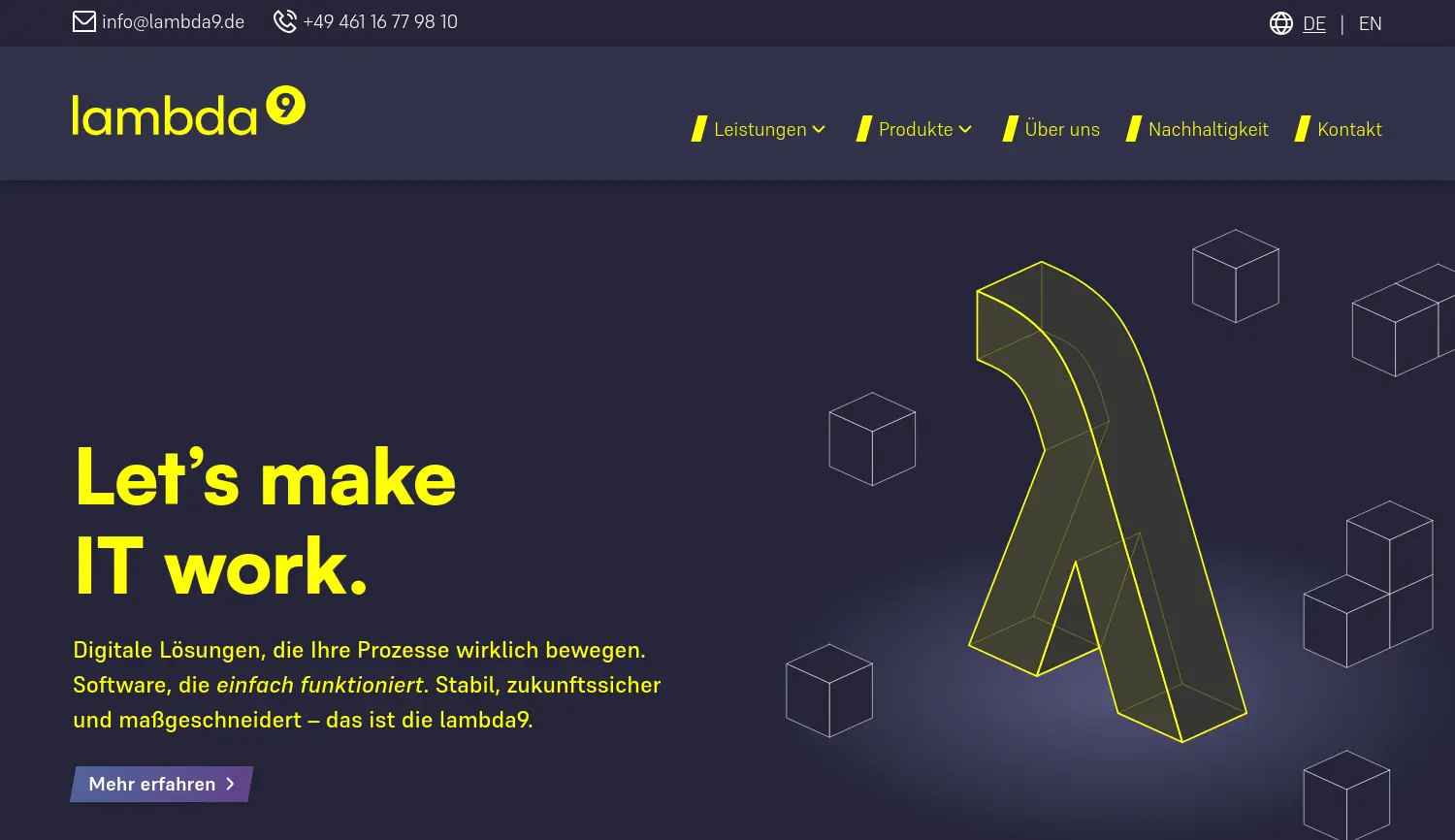 Website der Firma lambda9 GmbH