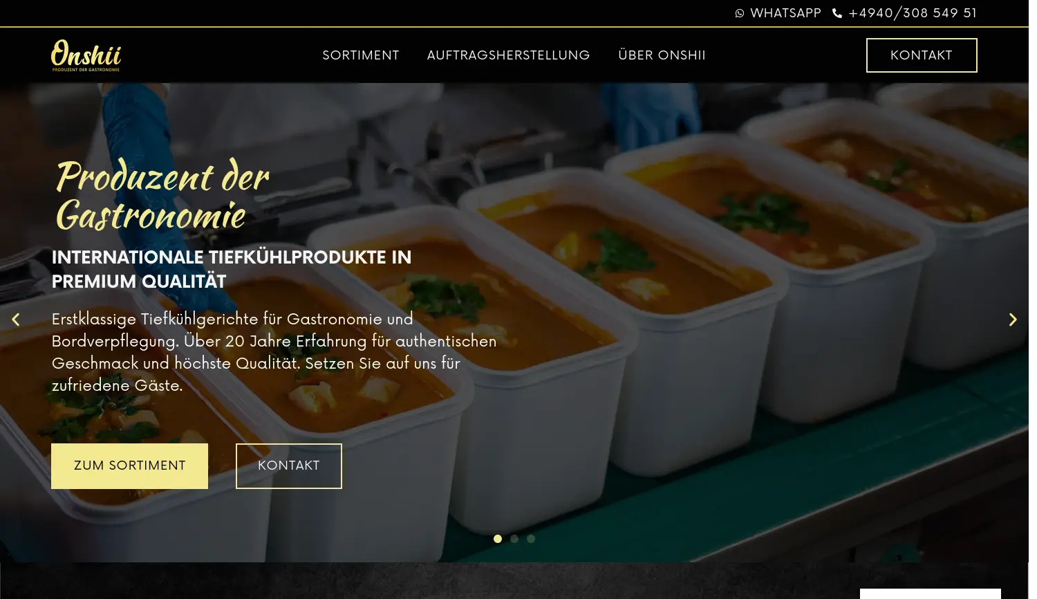 Website der Firma Sensi Food GmbH