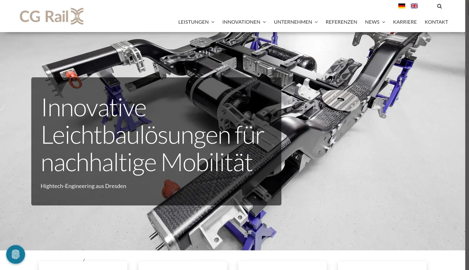 Website der Firma Chinesisch-Deutsches Forschungs- und Entwicklungszentrum für Bahn- und Verkehrstechnik Dresden GmbH