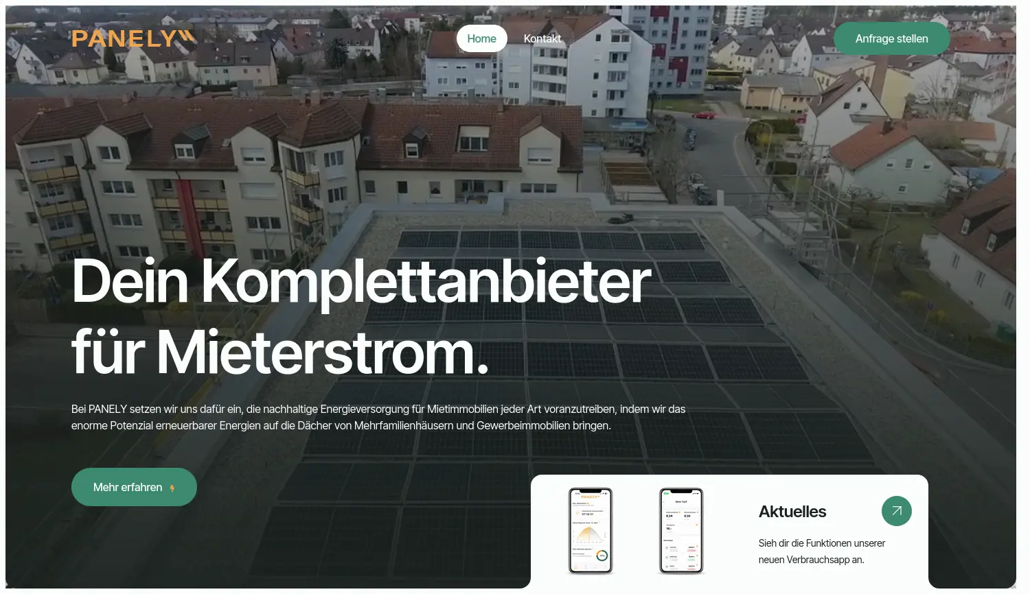 Website der Firma PANELY GmbH