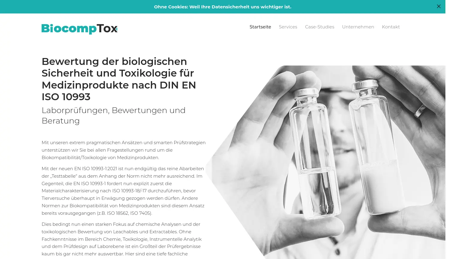 Website der Firma BiocompTox GmbH