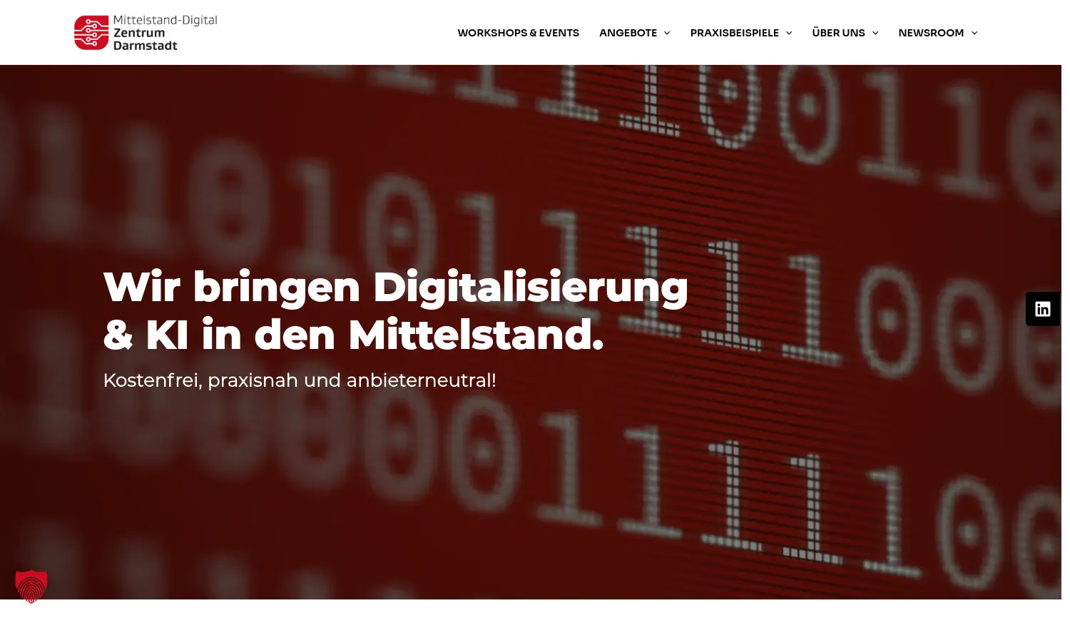 Website der Firma Mittelstand-Digital Zentrum Darmstadt