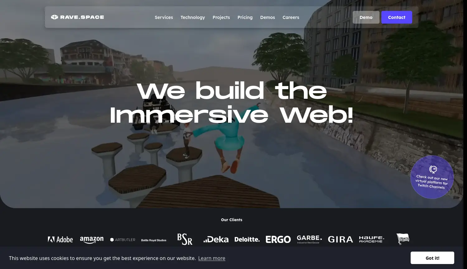 Website der Firma RAVE.SPACE GmbH