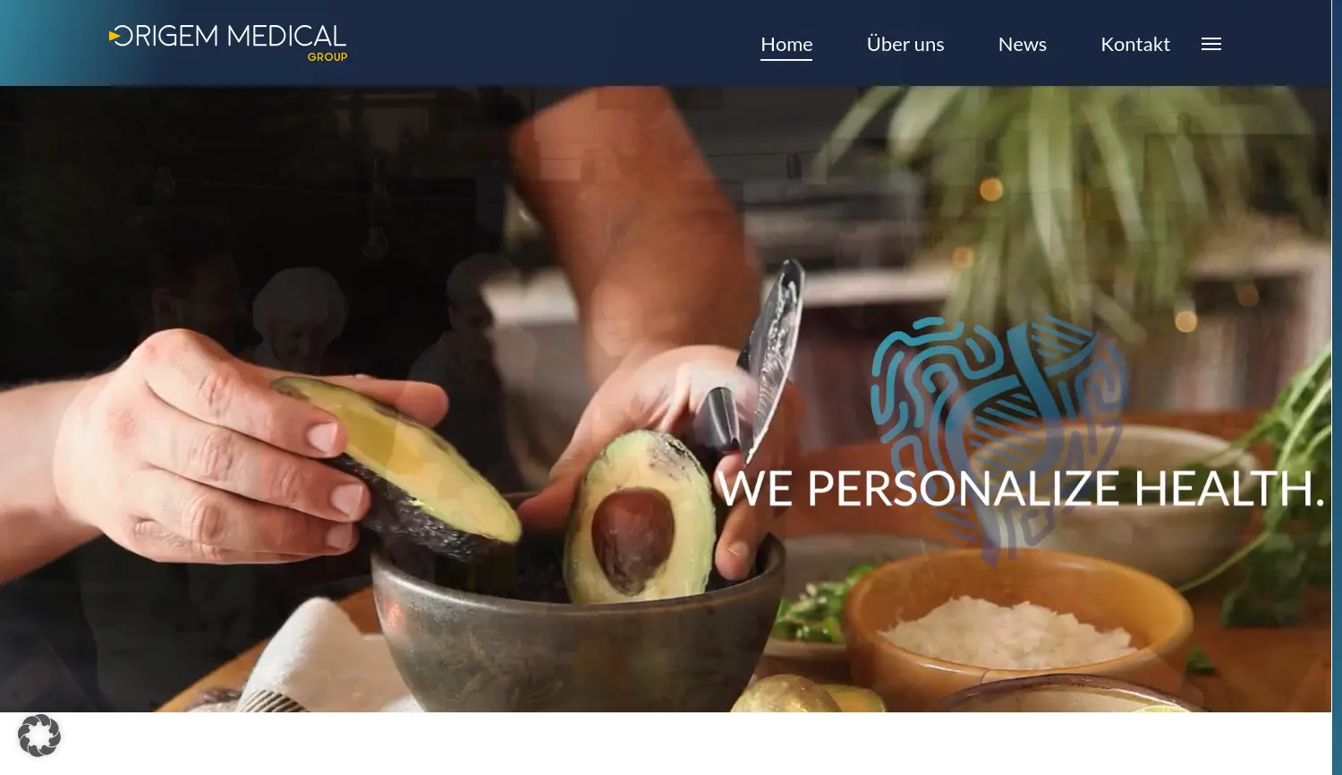 Website der Firma Origem Medical GmbH