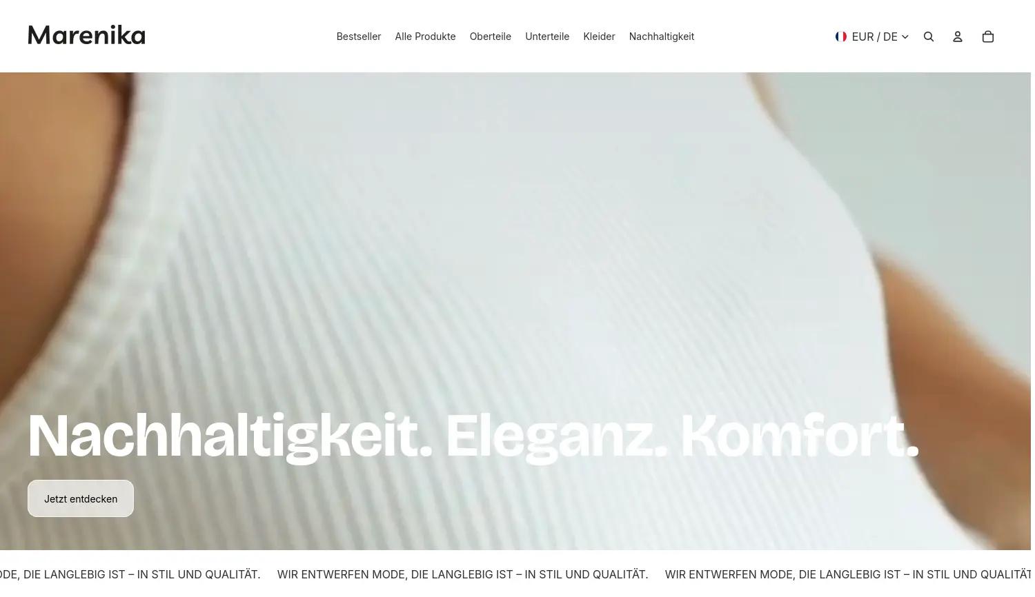 Website der Firma Marenika
