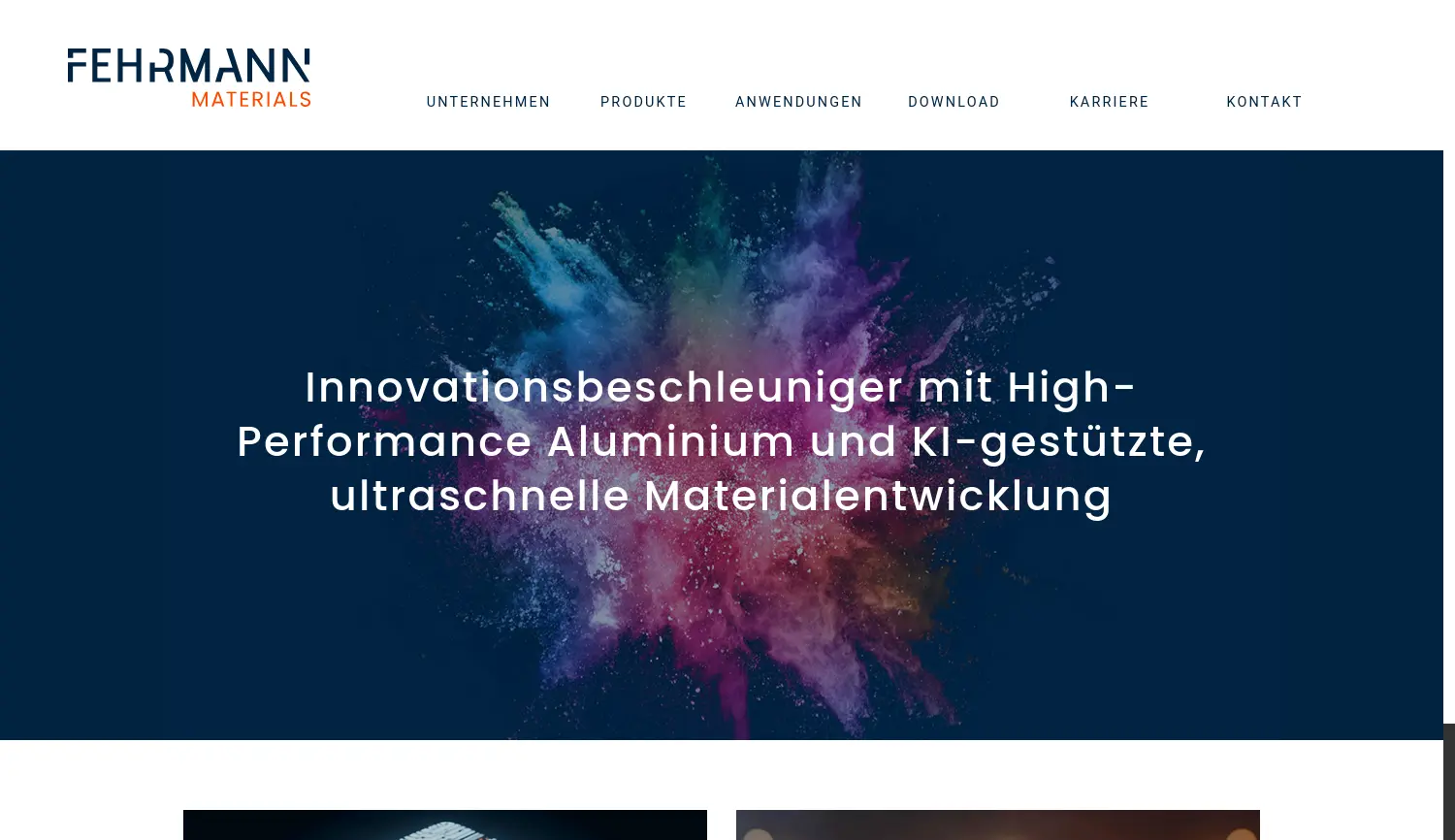 Website der Firma Fehrmann Materials GmbH & Co. KG