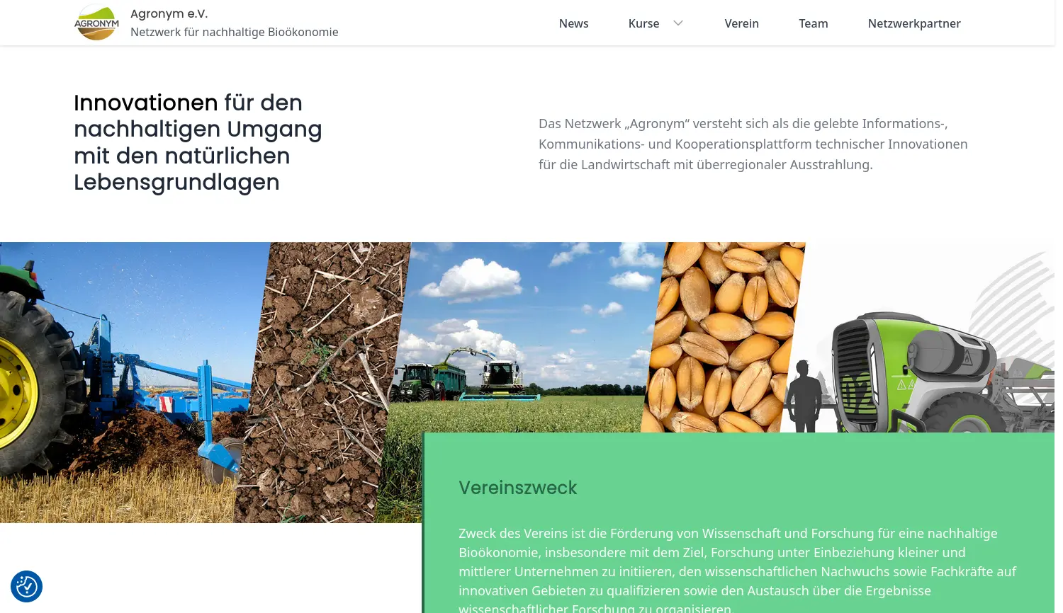 Website der Firma Agronym e.V.