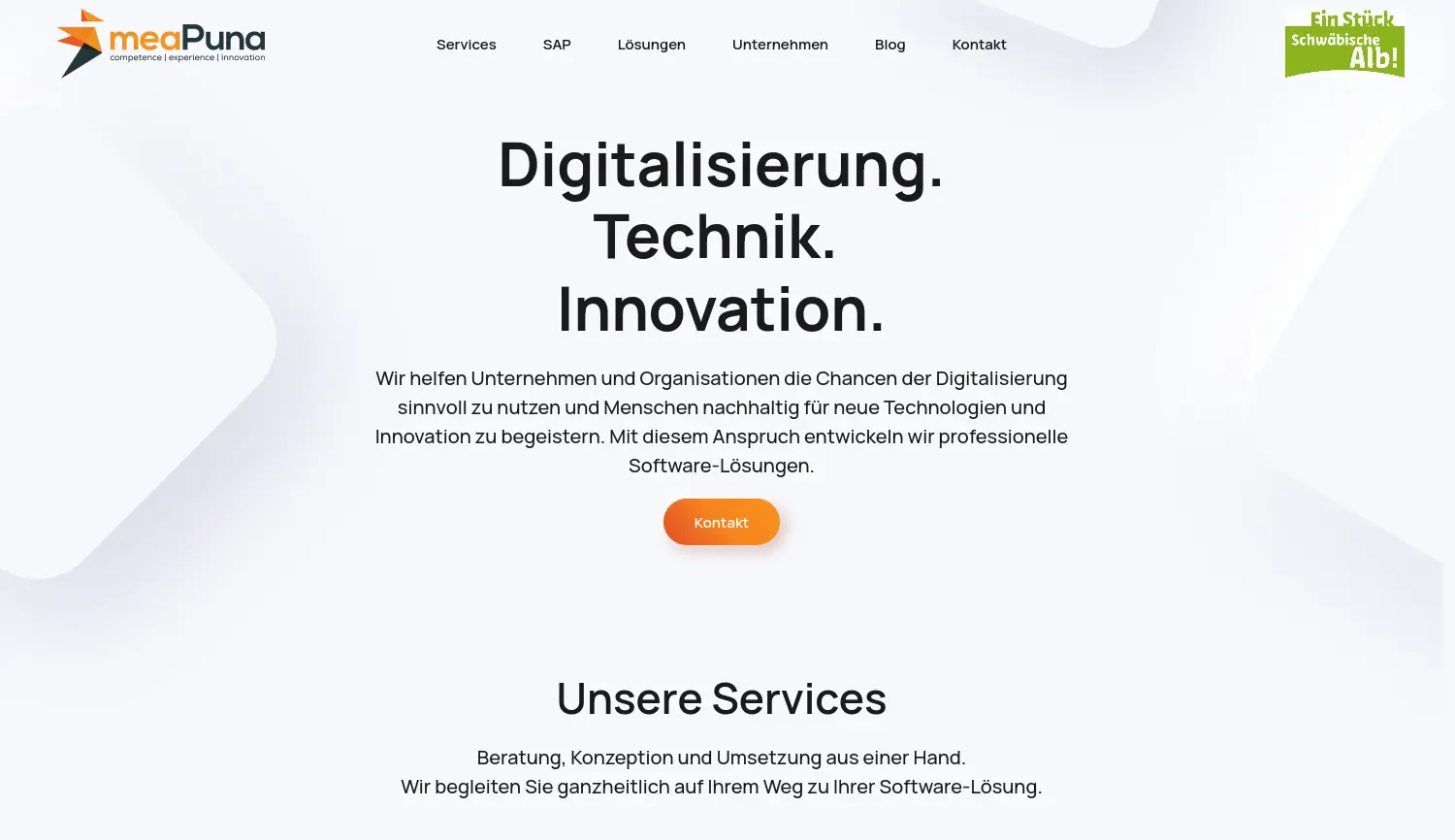 Website der Firma meaPuna GmbH