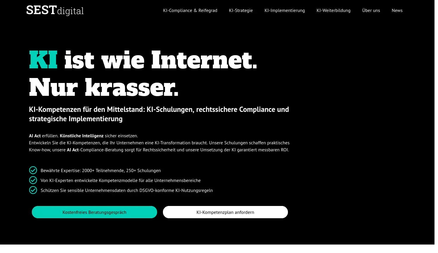 Website der Firma Sest GmbH