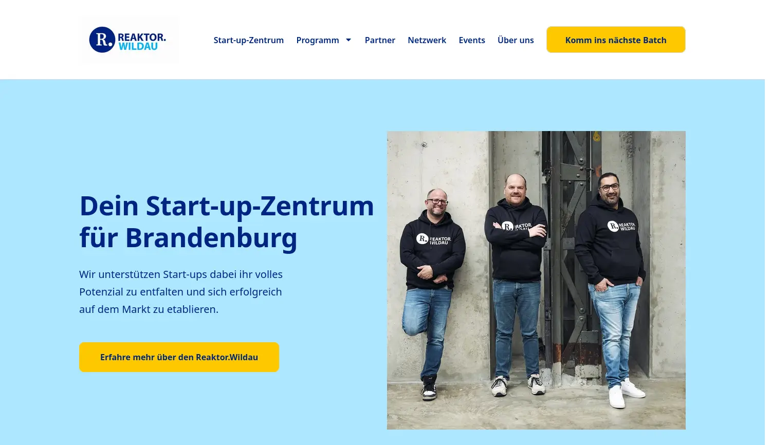 Website der Firma Reaktor Wildau GmbH