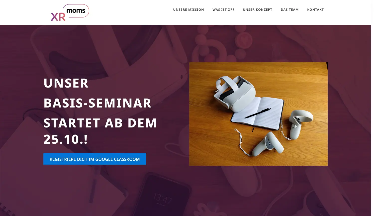 Website der Firma Extended Reality Bavaria e.V.