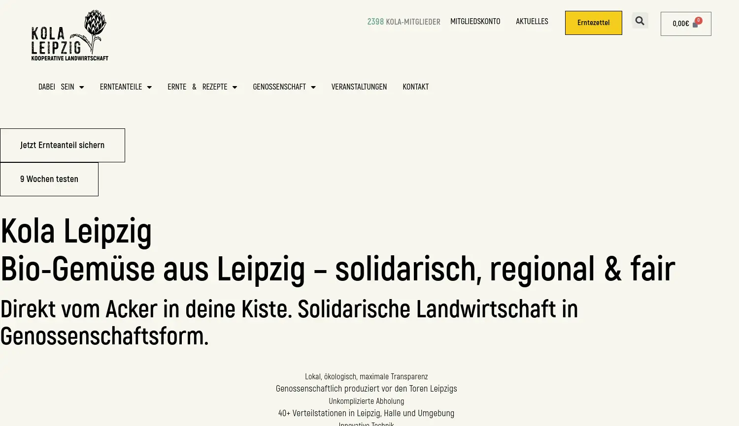 Website der Firma Kooperativen-Landwirtschaft Leipzig eG