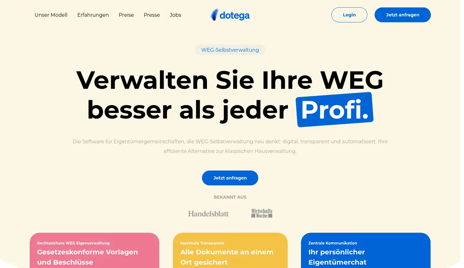 Website der Firma dotega GmbH