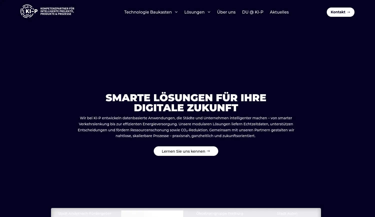 Website der Firma KI-P GmbH