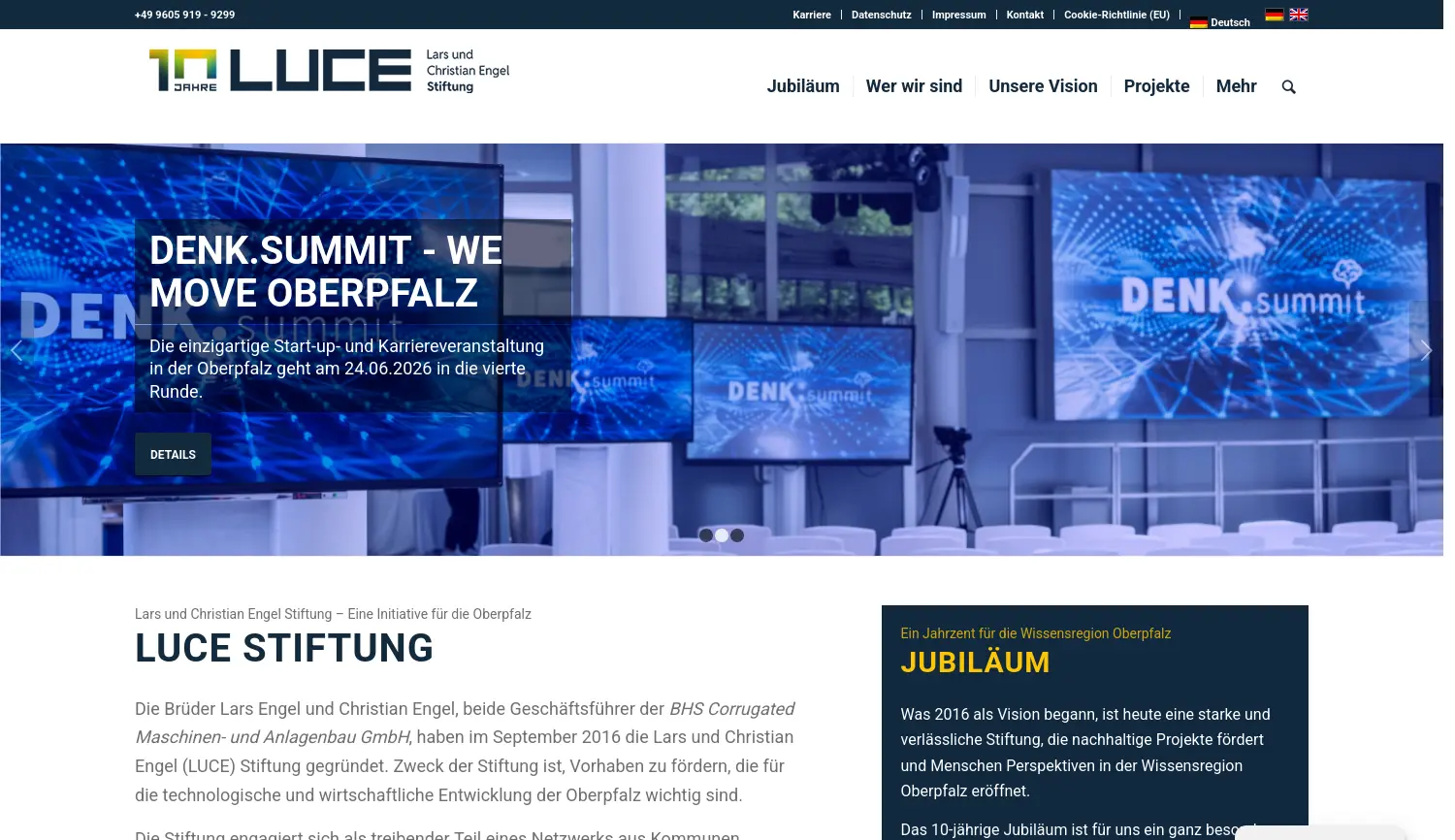 Website der Firma Lars und Christian Engel Stiftung