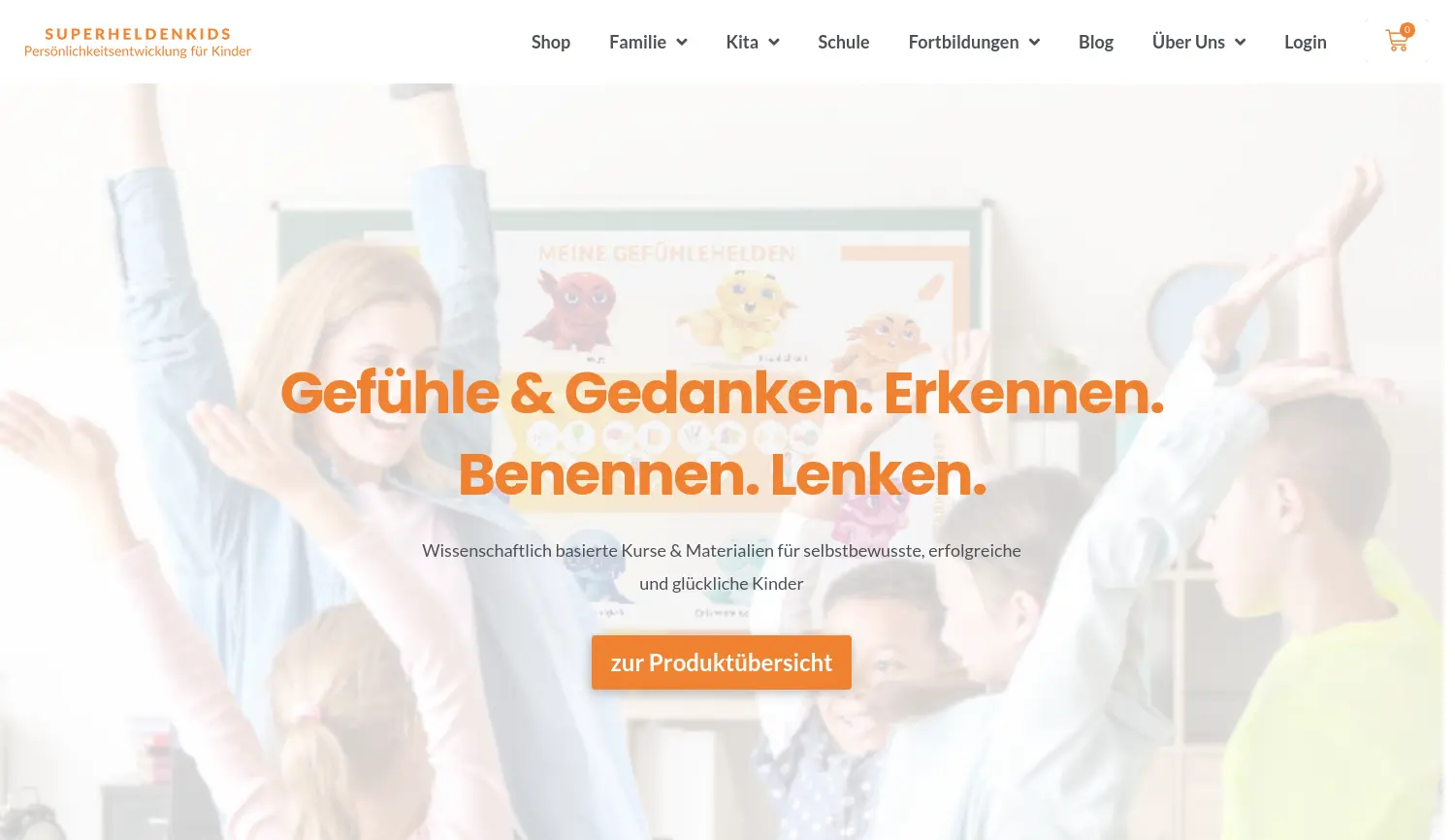 Website der Firma SUPERHELDENKIDS