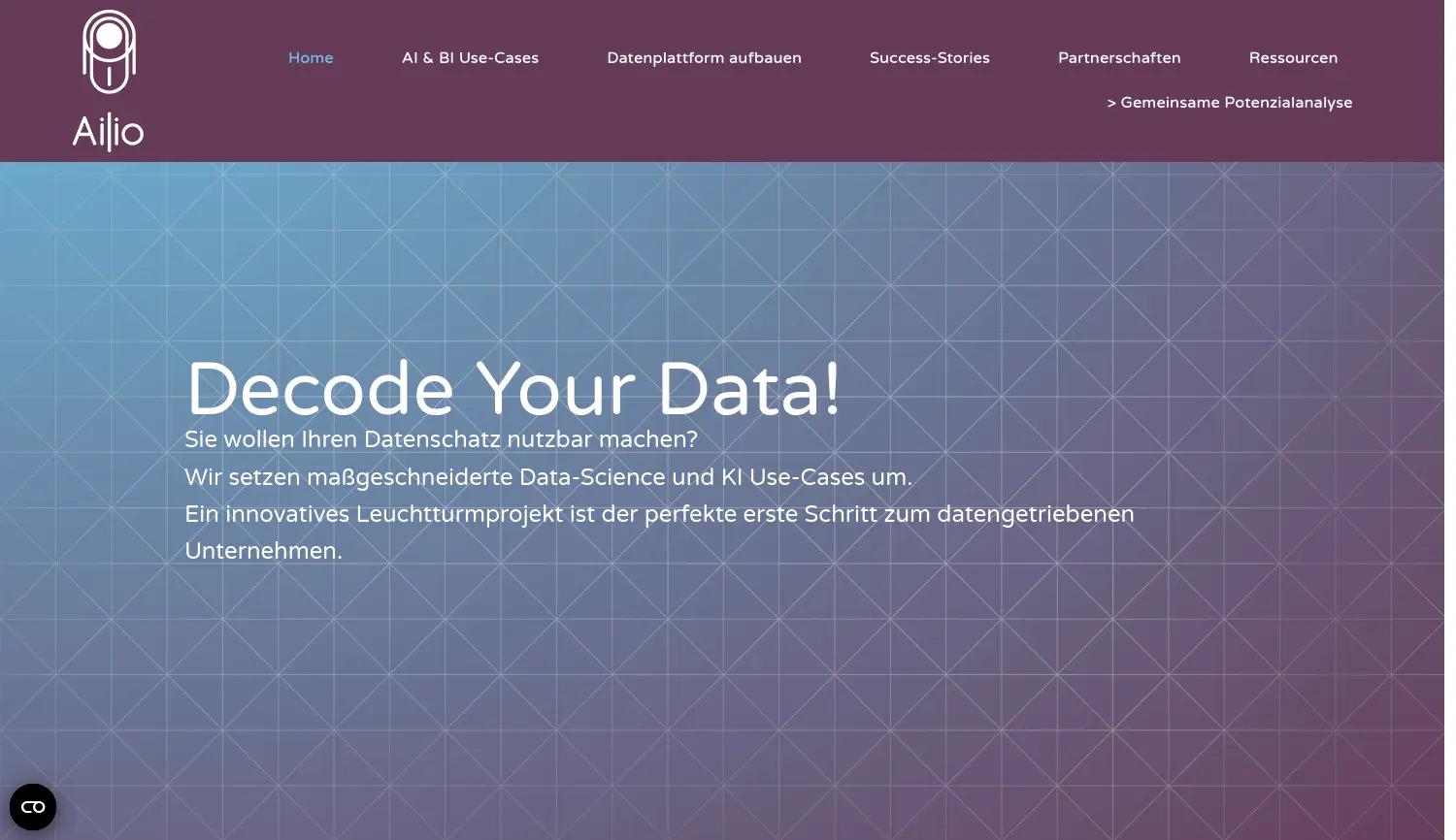 Website der Firma ailio GmbH