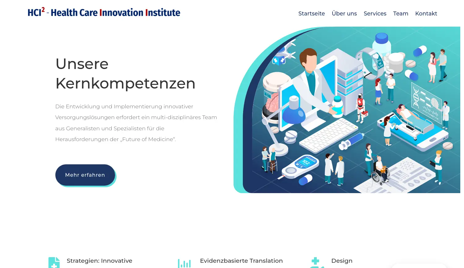 Website der Firma Health Care Innovation Institute GmbH