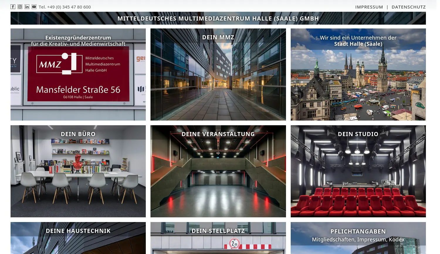 Website der Firma Mitteldeutsches Multimediazentrum Halle (Saale) GmbH