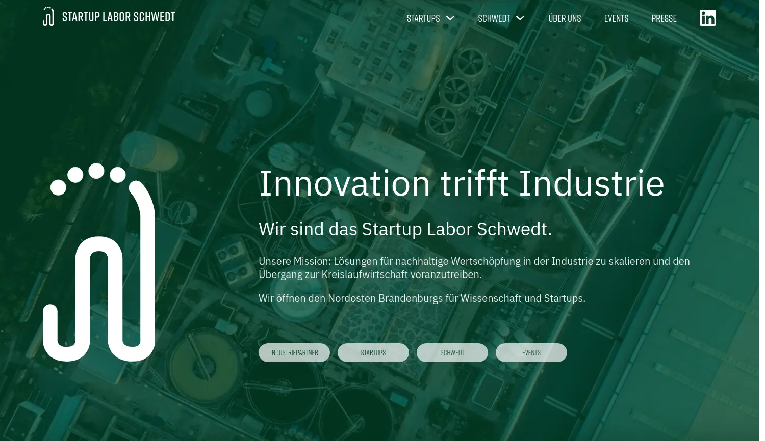 Website der Firma Startup Labor Schwedt