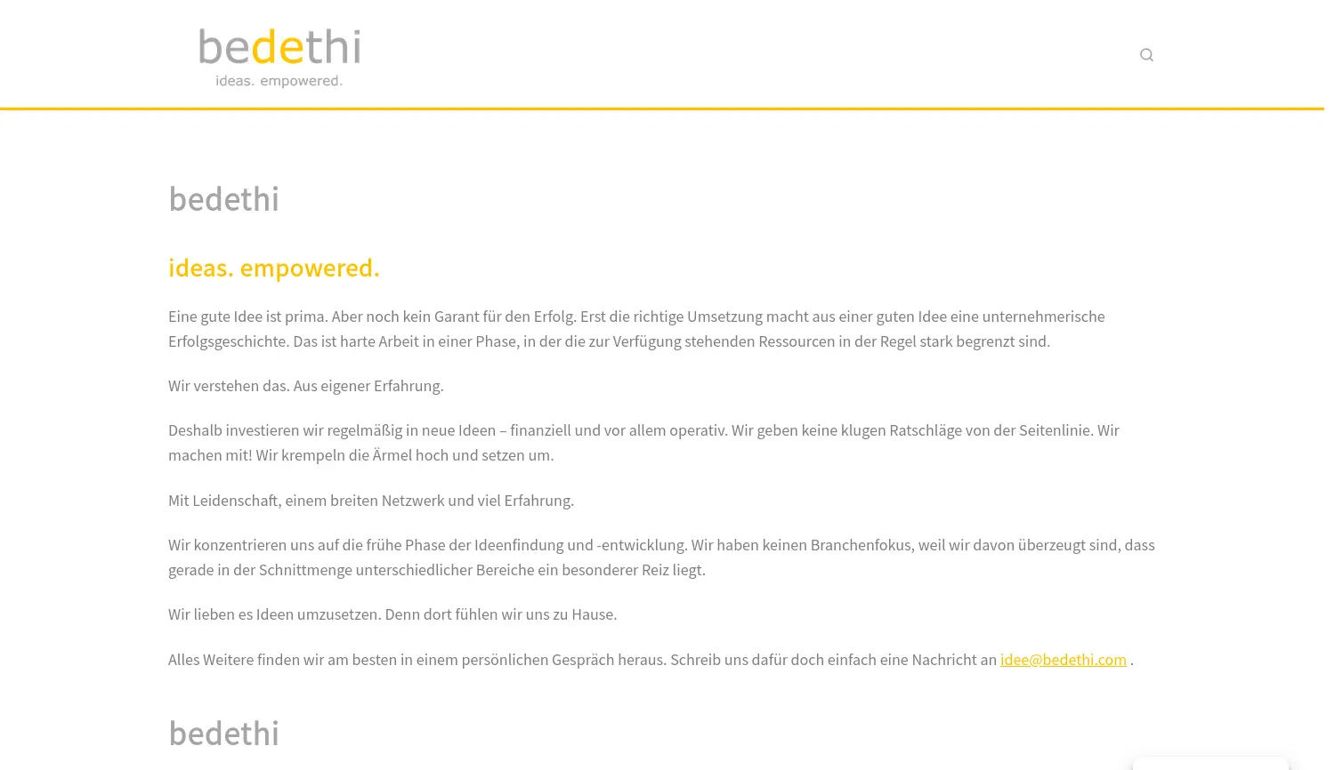 Website der Firma bedethi GmbH