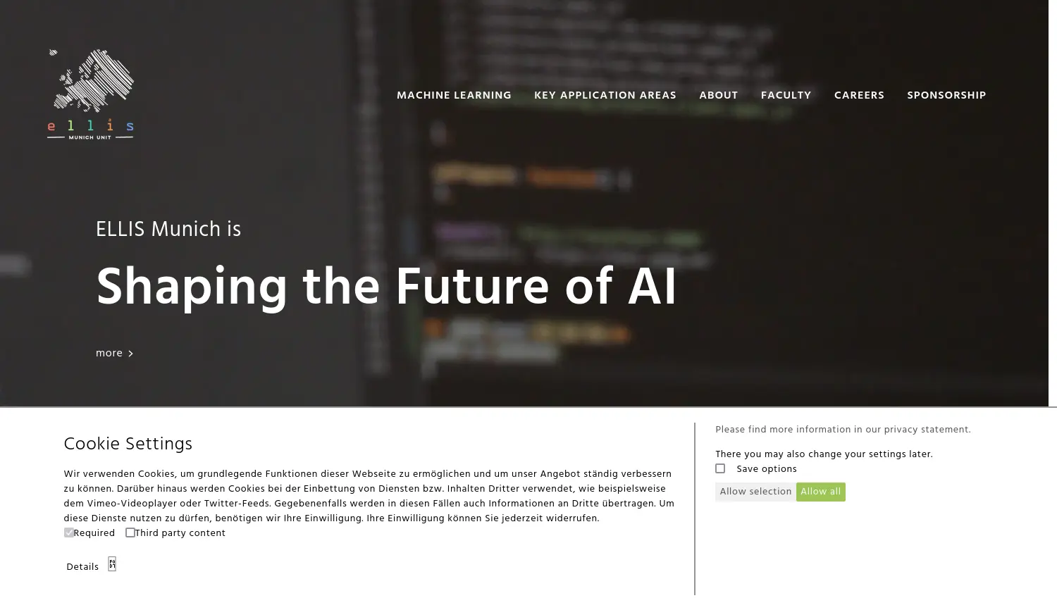 Website der Firma ELLIS Munich Unit (Helmholtz Zentrum München)