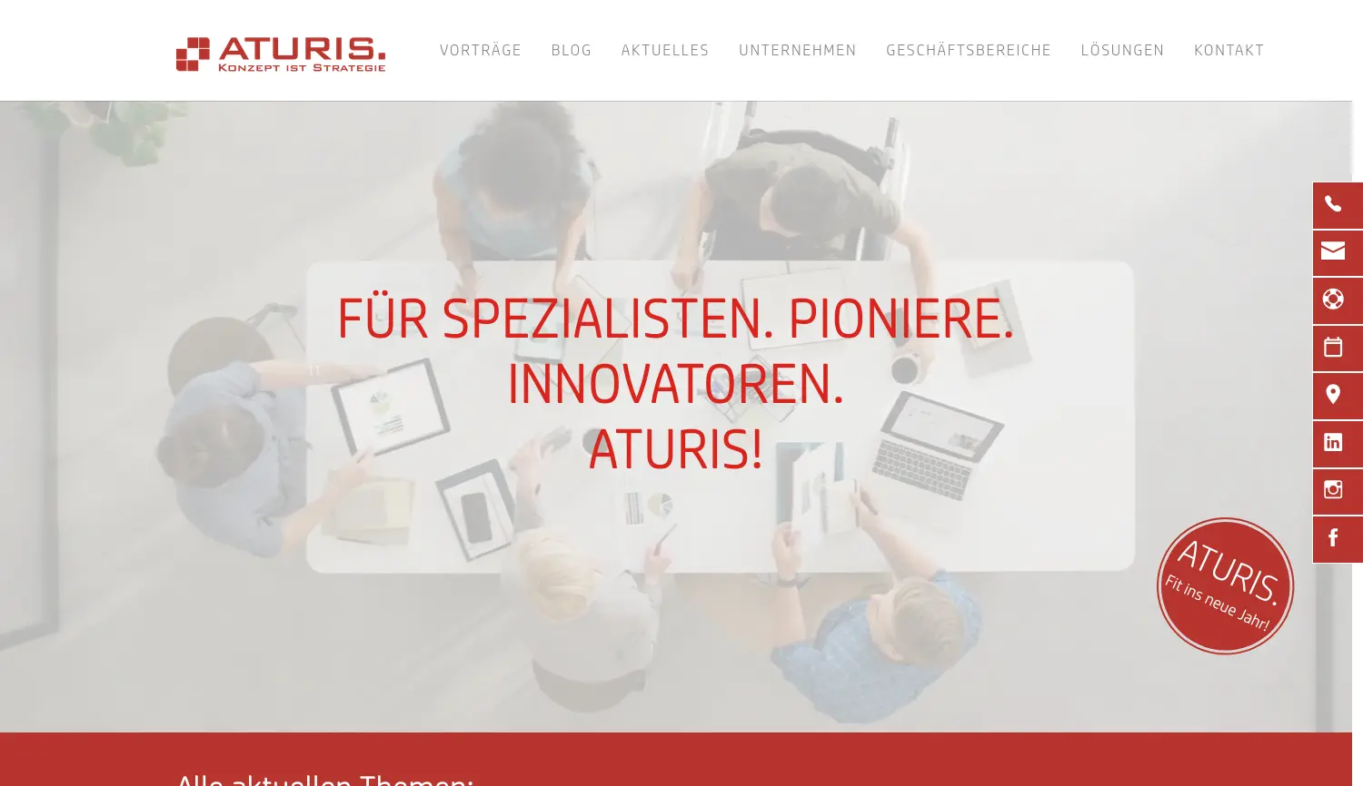 Website der Firma ATURIS. Sebastian Gerecke