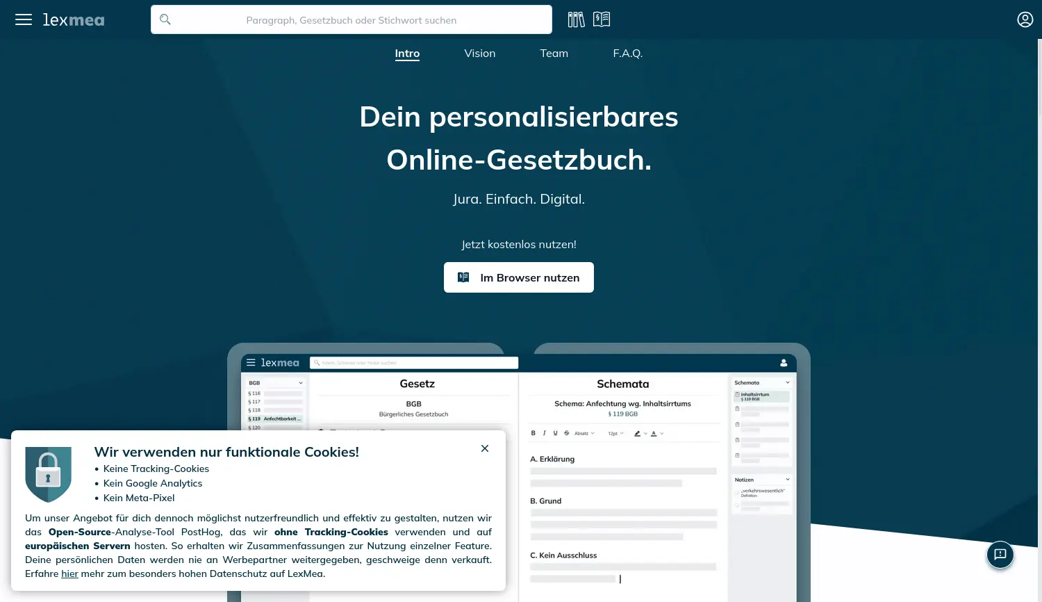 Website der Firma LexMea GmbH