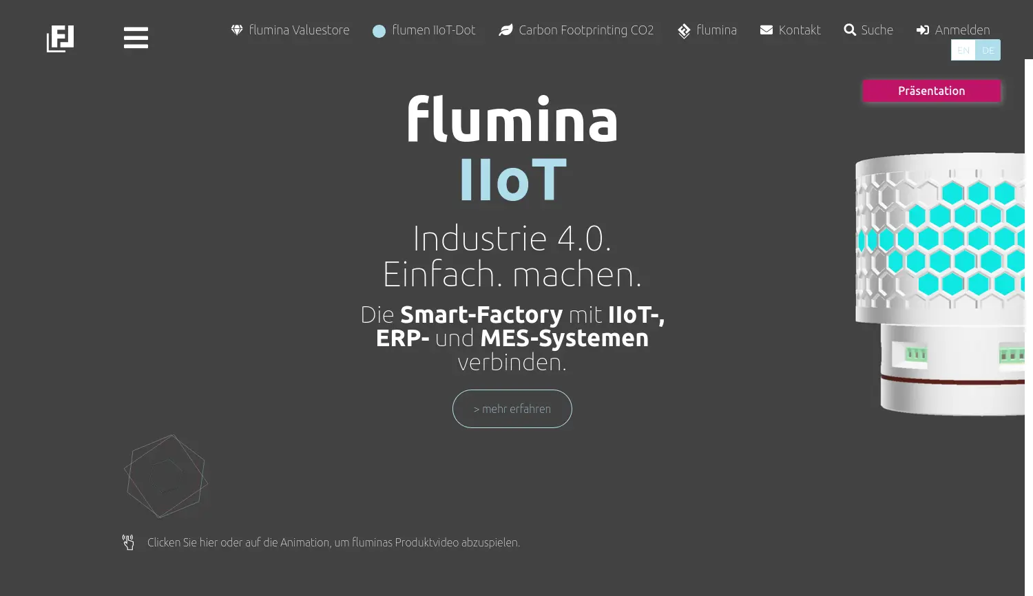 Website der Firma fLUMINA GMBH