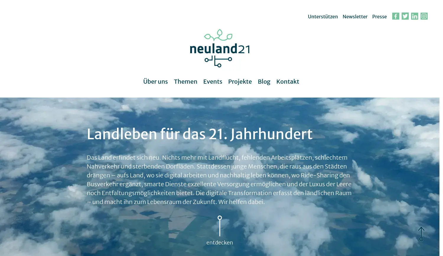 Website der Firma neuland21 e.V.