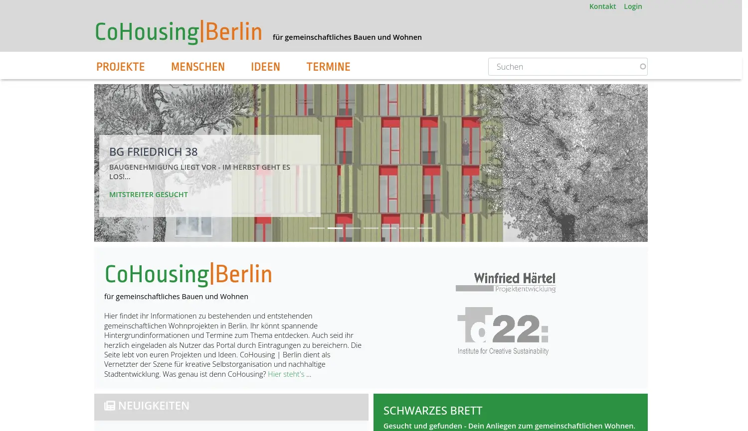 Website der Firma CoHousing Berlin GbR