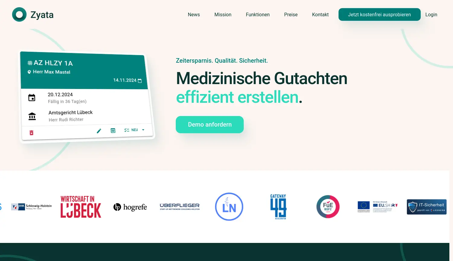 Website der Firma Zyata GmbH