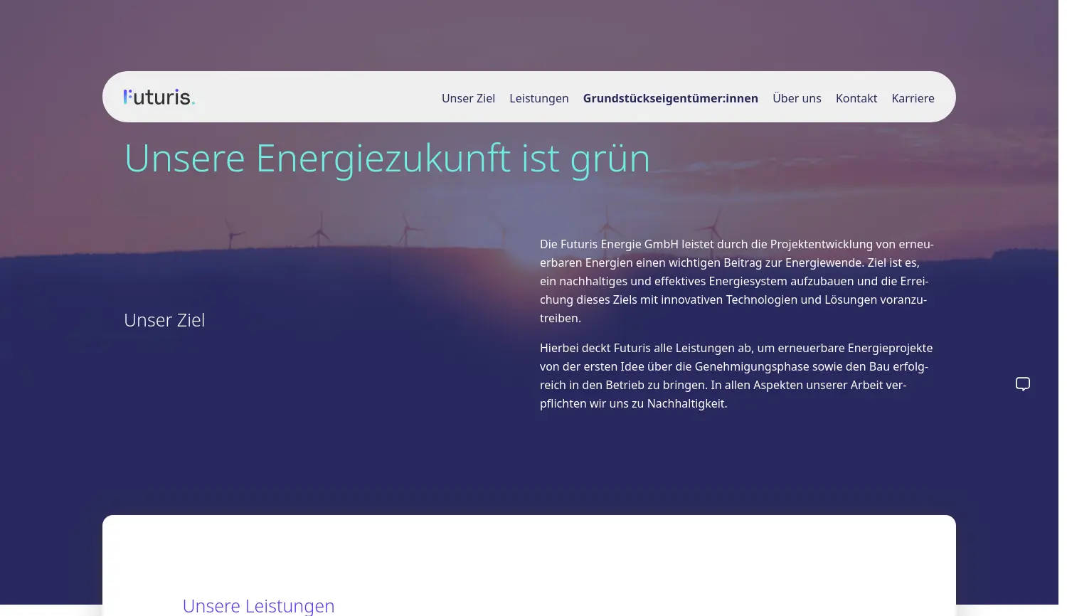 Website der Firma Futuris Energie GmbH
