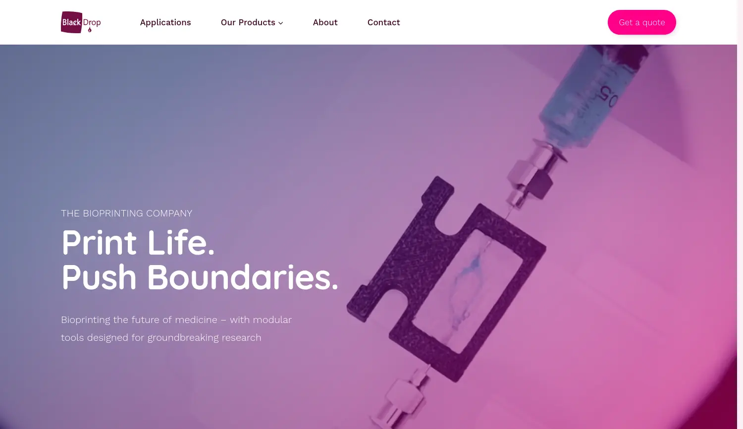 Website der Firma Black Drop Biodrucker GmbH