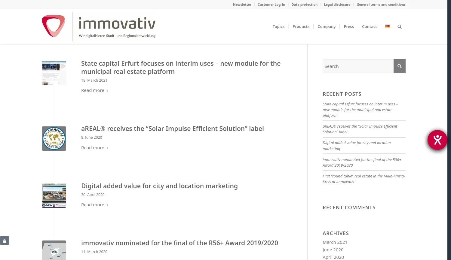 Website der Firma immovativ GmbH