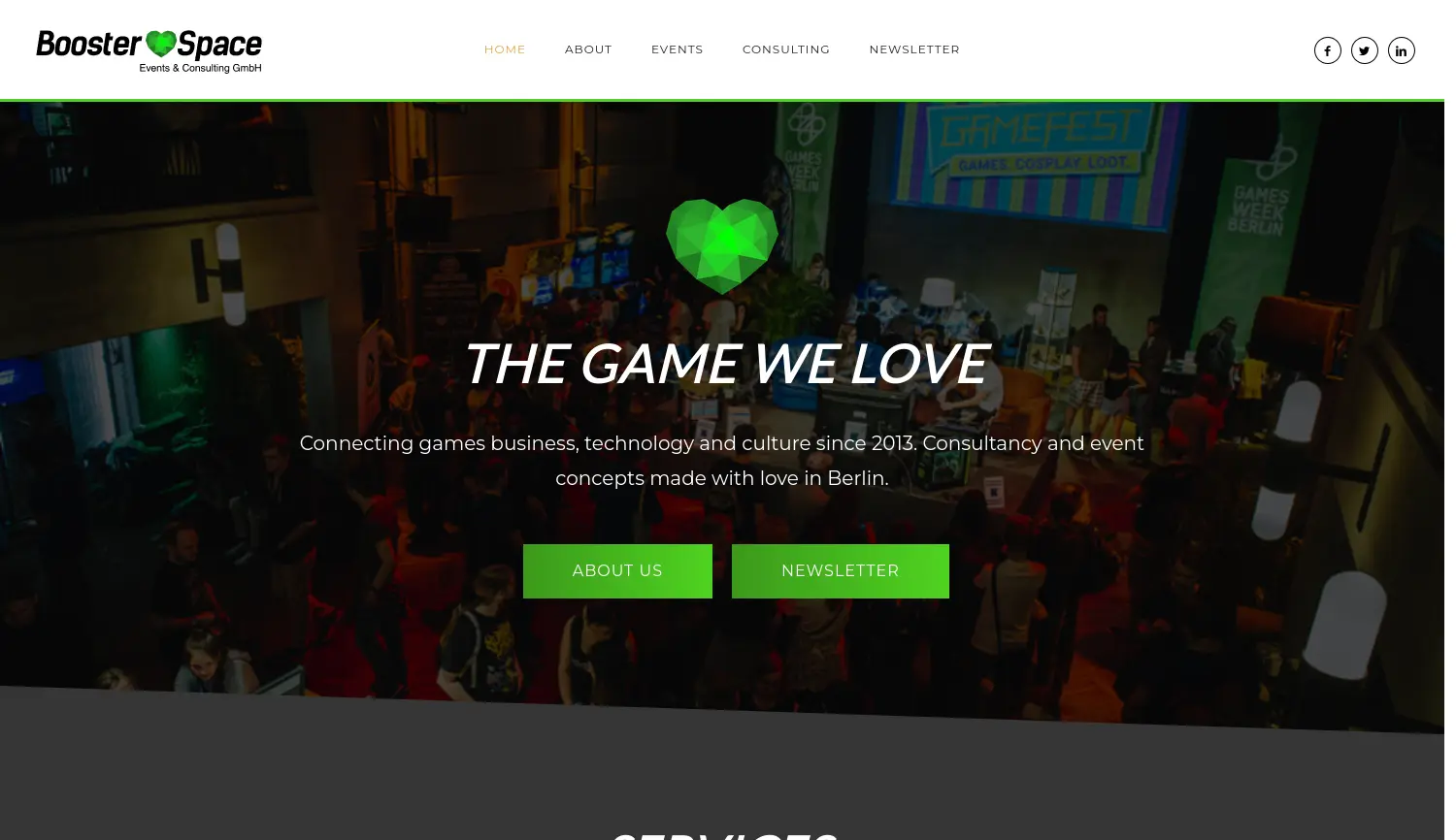 Website der Firma Booster Space Events & Consulting GmbH