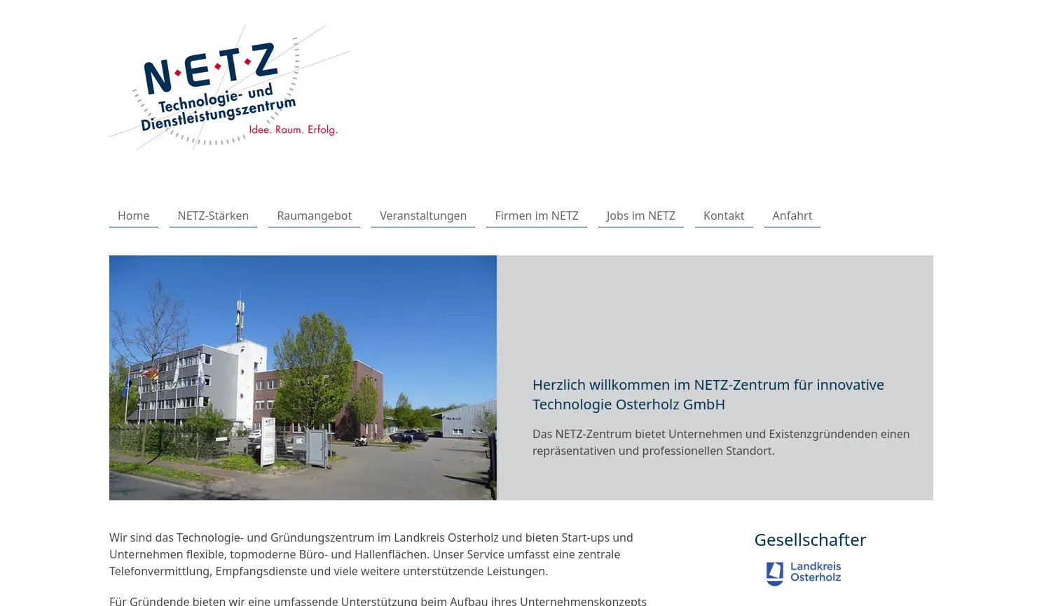 Website der Firma NETZ-Zentrum für innovative Technologie Osterholz GmbH