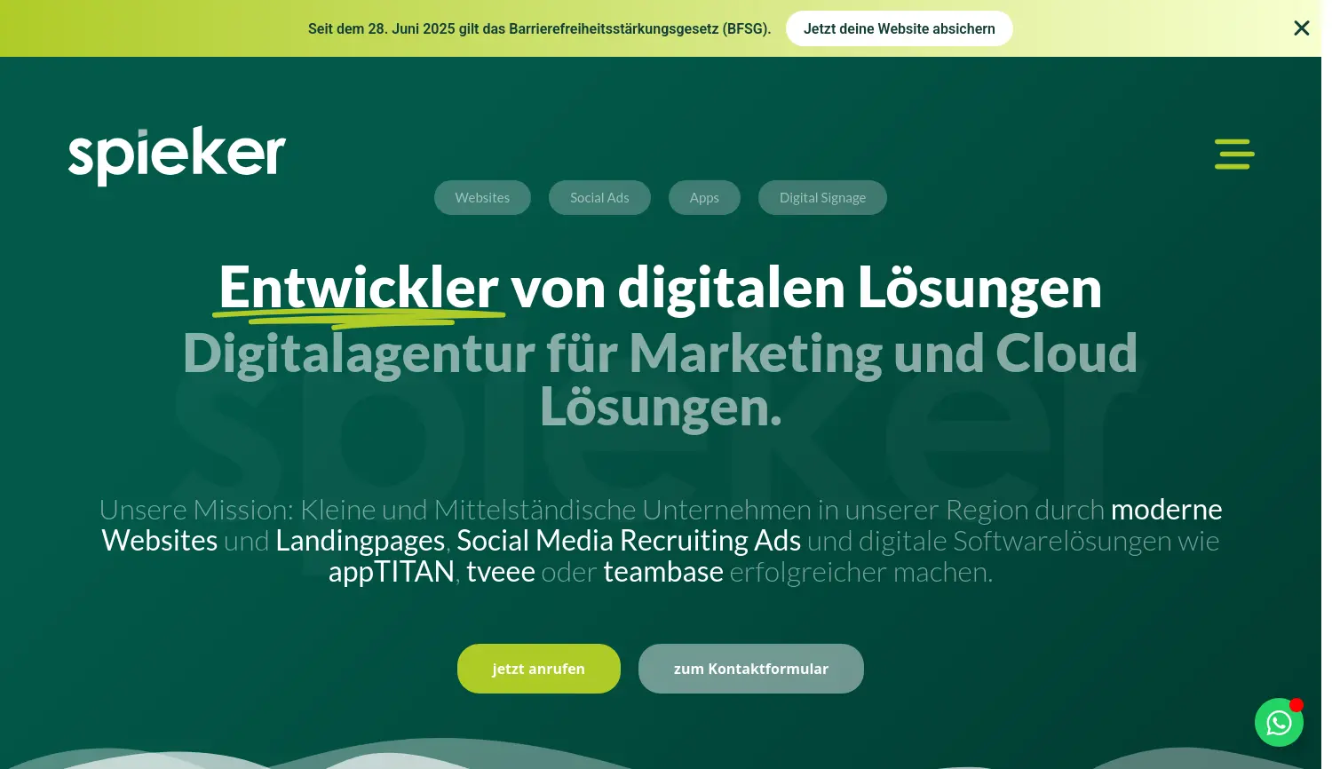 Website der Firma spieker products GmbH