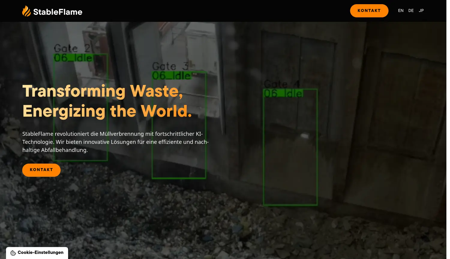 Website der Firma StableFlame GmbH